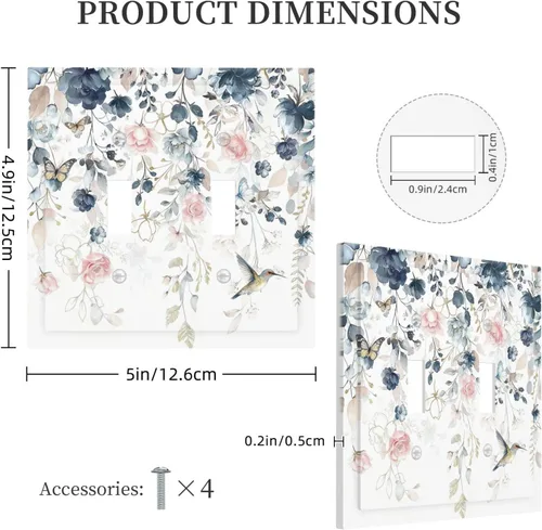 Miniatura 234 de Decorative Outlet Covers Blue Background White Cat Daisy Floral 2-Gang 1-Gang Wall Plate Single Toggle/Rocker Farmhouse Style Light Switch Covers