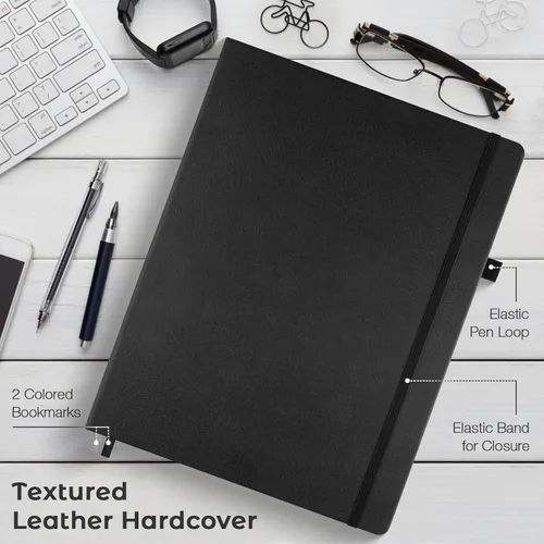 Miniatura 5 de Cuaderno con rayas universitarias, cuaderno de cuero de tapa dura A4 para el trabajo, cuaderno diario rayado para mujeres, hombres, 192 páginas