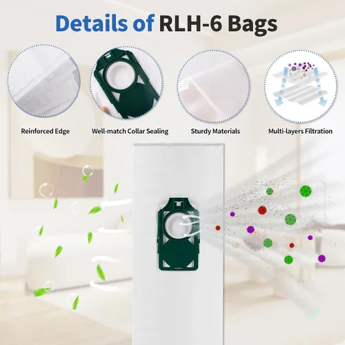 Miniatura 6 de Gudotra Paquete de 6 bolsas de repuesto HEPA RLH-6 para aspiradoras verticales Riccar SupraLite R10S R10D R10O R10SAND Simplicity Freedom R10S R10D