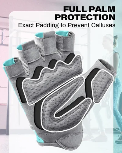 Miniatura 2 de VINSGUIR Guantes de entrenamiento para mujeres y hombres, guantes de levantamiento de pesas transpirables para ejercicio de gimnasio, fitness, Azul