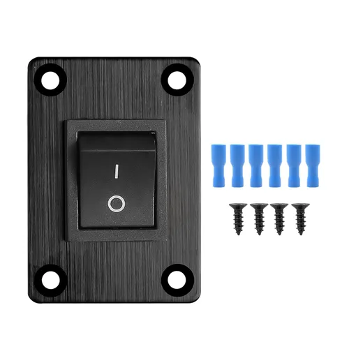Miniatura 8 de 1 pieza Interruptor basculante negro KCD1 para barco, interruptor de panel SPST de 2 posiciones y 2 pines, 6A 250V CA 10A 125V CA, con 4 piezas