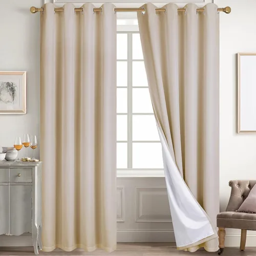 Miniatura 18 de Diraysid Cortinas 100% opacas de lino beige para dormitorio, con ojales, aislamiento térmico, cortinas de oscurecimiento de habitación