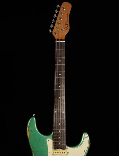 Miniatura 4 de KGD Guitarra eléctrica relic, mástil de arce tostado y diapasón de palisandro, tuerca de hueso, guitarra eléctrica relic de 6 cuerdas, guitarras
