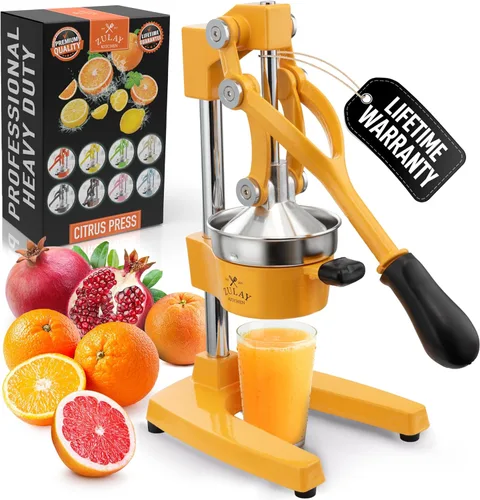 Miniatura 40 de Zulay - Exprimidor de limón y lima de metal comercial, de alta calidad, resistente, exprimidor de jugos manual Original Naranja