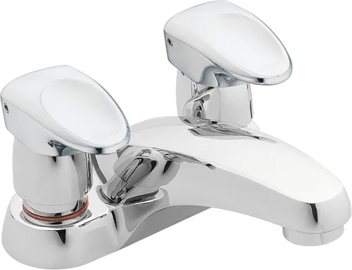Miniatura 4 de Moen Grifo de baño con dosificación central de dos manijas de cromo comercial M-PRESS de 4 pulgadas, 8886