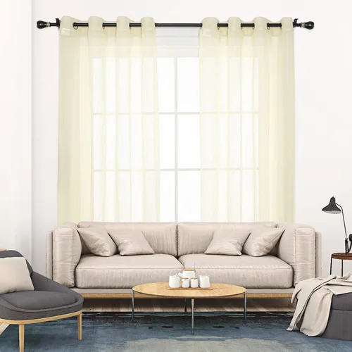 Miniatura 2 de FY FIBER HOUSE - Cortinas transparentes de lino de 84 pulgadas para ventana, 2 paños de gasa transparente con ojales de 52 x 84 pulgadas, azul