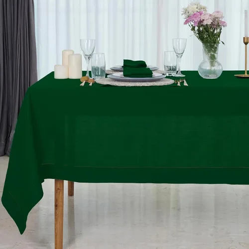 Miniatura 11 de D'Moksha Homes Mantel de lino blanco para mesas rectangulares de 60 x 84 pulgadas – Mantel de lino blanco 100% puro con vainica clásica – Mantel
