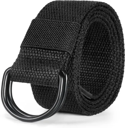 Miniatura 10 de Cinturón para mujeres y hombres de lona con hebilla negra 1 1/2" de ancho extra larga color sólido