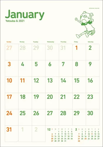 Miniatura 2 de Yotsuba & 2021 - Calendario de pared oficial de Japón Anime Ensky