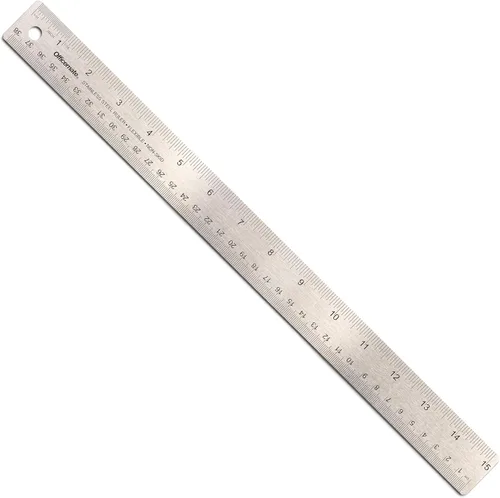 Regla de metal de acero inoxidable clásica Officemate, 15 pulgadas con medidas métricas, plateada, 15 L x 1.25 W (66612)