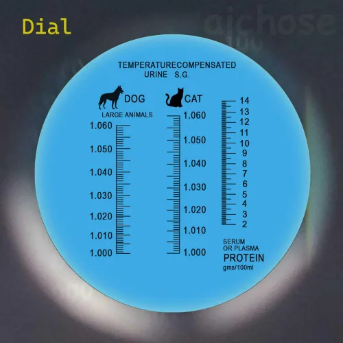 Miniatura 4 de Refractómetro clínico 3 en 1 para animales, mide el índice de salud del animal con la gravedad específica de la orina y la proteína del suero, ideal