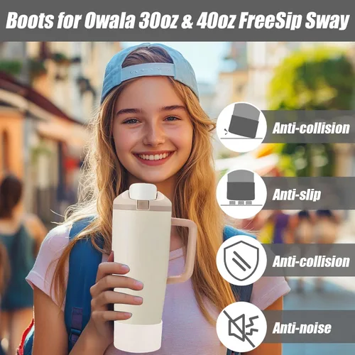 Miniatura 4 de Mity rain 2 piezas de botas protectoras de silicona para botellas y vasos FreeSip Sway de Owala de 30 oz y 40 oz - Accesorios para owala, mejora