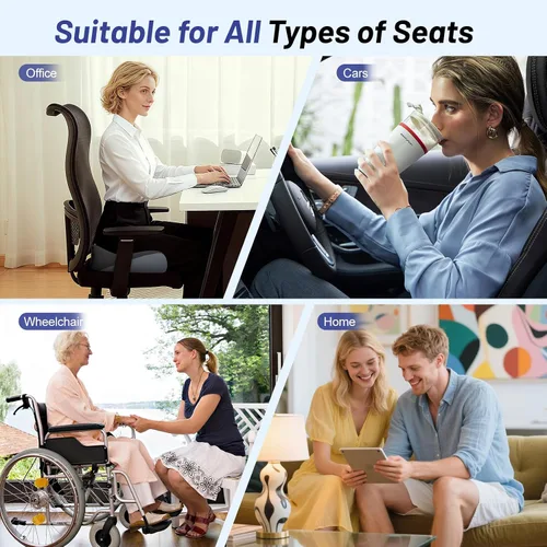 Miniatura 6 de Cojín de asiento extra grande para aliviar el dolor de coxis, cojín ergonómico para silla de oficina, cojín de espuma viscoelástica para coxis