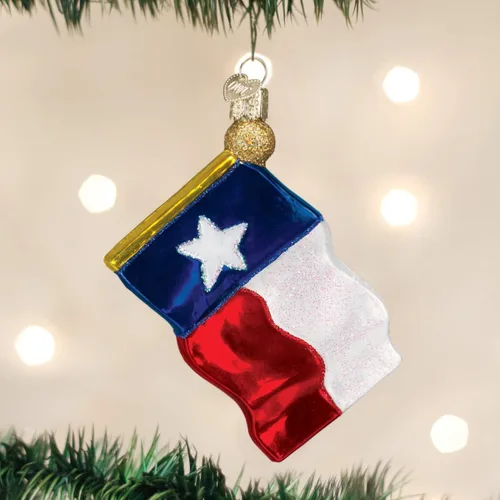 Miniatura 2 de Old World Christmas Adornos: Adornos soplados de vidrio de la bandera del estado de Texas para el árbol de Navidad (36045)