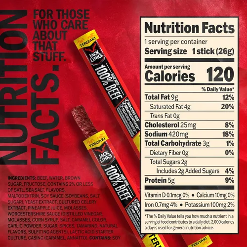 Miniatura 8 de Jack Link's Palitos de Carne de Res, Teriyaki - Botana de Proteína, Palito de Carne con 5g de Proteína, Palitos de Carne Hechos con 100% Res, Apto