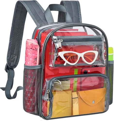 Miniatura 12 de MAY TREE Mochila Transparente Aprobada para Estadios para Mujeres y Hombres, Bolsa Transparente para Eventos, Negro, Grande