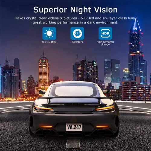 Miniatura 3 de ORSKEY Cámara de salpicadero delantera y trasera 1080P Full HD cámara doble en la cámara del coche para salpicadero 170 de ángulo amplio