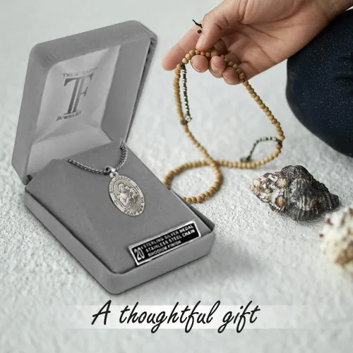 Miniatura 3 de True Faith Jewelry Sterling Silver Patron Medal 78 Inch