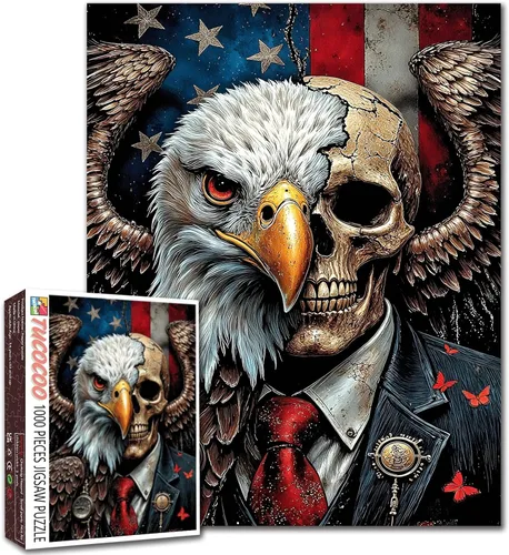 Miniatura 28 de Rompecabezas de 1000 piezas con la bandera americana y águila para adultos, rompecabezas del 4 de julio, para juegos de actividades familiares