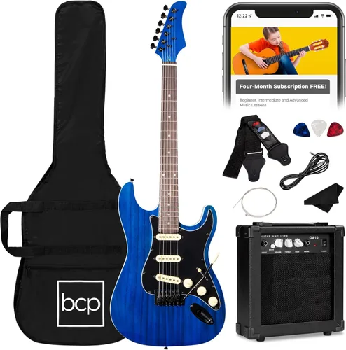 Miniatura 12 de Best Choice Products Kit de iniciación de guitarra eléctrica para principiantes de tamaño completo de 39 pulgadas con funda, correa, amplificador