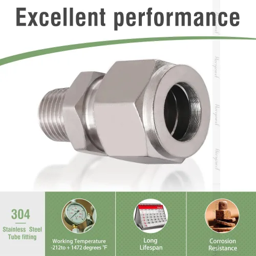Miniatura 3 de Acoplamiento de compresión de acero inoxidable 304 para conectar tubo de 1/2 pulgada de diámetro exterior x rosca macho NPT de 1/4 pulgada