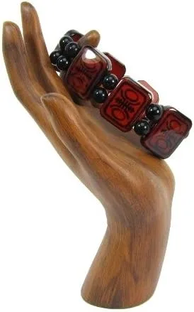 Miniatura 2 de Creative Ventures Jewelry - Pulsera elástica de azulejos tibetanos con símbolo de longevidad dZi