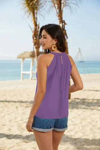 Miniatura 3 de GRACE KARIN Camiseta sin mangas con cuello halter de lentejuelas para mujer, camisola elegante y brillante, para fiesta, club, cóctel, chaleco