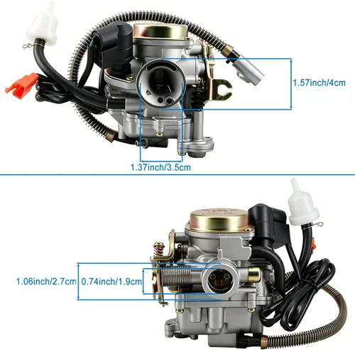 Miniatura 3 de Carburador 139QMB para GY6 50CC 49CC 4 tiempos Scooter Taotao Motor 0.709 in carb+ filtro de aire colector de admisión - Carburador de 50 cc