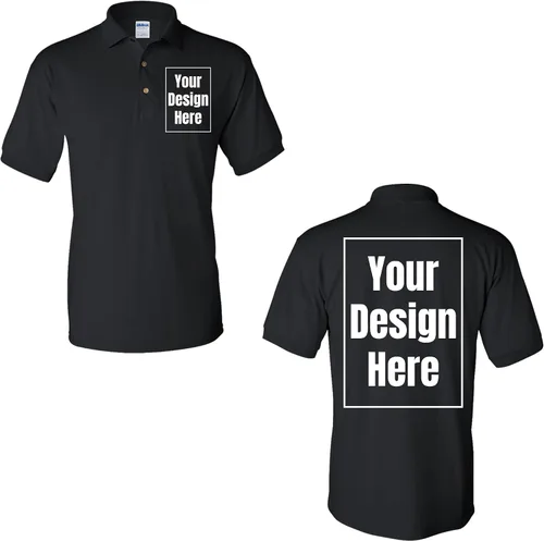 Miniatura 2 de Polo personalizado para adultos con diseño de texto en la parte delantera y trasera