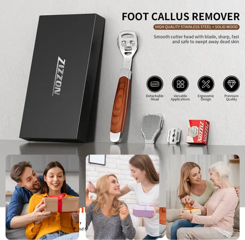 Miniatura 7 de ZIZZON Cuidado de los pies, herramienta de pedicura, removedor de callos con afeitadora, removedor de piel dura con mango de madera, 10 hojas ZIZZON