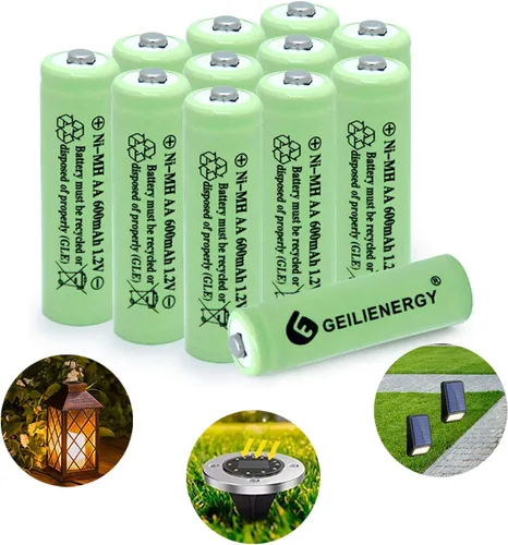 Miniatura 8 de Baterías de luz solar AA Ni-Cd AA 600mAh 1.2V baterías recargables AA baterías recargables para luces solares lámpara solar (paquete de 12)