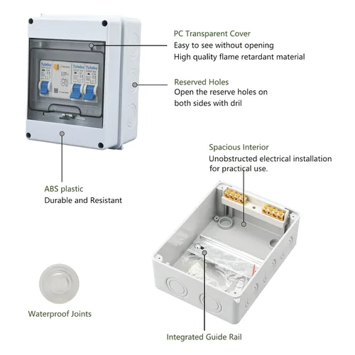 Miniatura 2 de Disyuntores en miniatura de 5 vías con caja de distribución impermeable para exteriores, 40 A, 220 V, protección contra fugas a tierra, sobrecarga