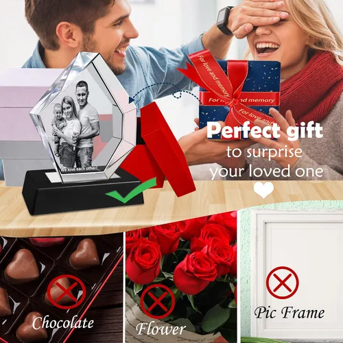 Miniatura 2 de Fanery Sue Foto de cristal 3D personalizada, regalos personalizados para ella, padre, madre, esposa, marido, gran regalo personalizado con tu propia