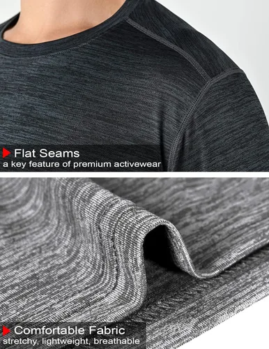 Miniatura 5 de Paquete de 5 camisetas de manga corta, con cuello redondo y de secado rápido para hombre, camisetas deportivas para correr, entrenar o ir al gimnasio