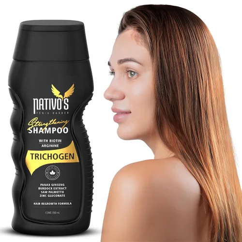 Miniatura 7 de Nativo's Champú fortalecedor para adelgazar el cabello – Fórmula de biotina, trichogen, palma enana americana y zinc – Volumizante y engrosante