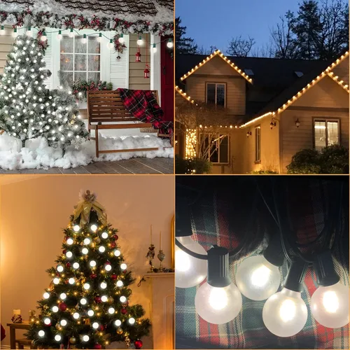 Miniatura 7 de Guirnalda de luces LED G40 para exteriores de 25 pies, luces de Navidad con forma de globo esmerilado con 27 (2 de repuesto) bombillas redondas