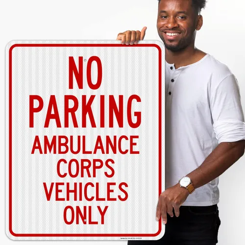 Miniatura 2 de No Parking Ambulance Corps Vehicles Only Sign, 24x30 Inches, 3M EGP Reflective .080 Aluminum, Fade Resistant, Made in USA