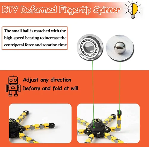 Miniatura 5 de Paquete de 24 juguetes sensoriales divertidos para ansiedad, cadena deformable, robot, spinners para aliviar el estrés, juguetes de giroscopio