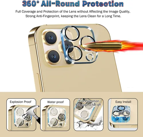 Miniatura 6 de QHOHQ Paquete de 3 protectores de pantalla para iPhone 13 Pro de 6.1 pulgadas con 3 protectores de lente de cámara de vidrio templado, Ultra HD