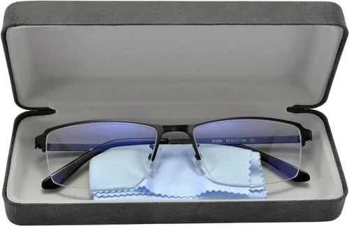 Miniatura 2 de Gafas de bloqueo de luz azul para computadora, para hombres, gafas de juegos de computadora, medio marco de metal, lente transparente, protección