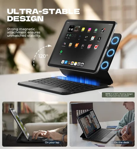 Miniatura 3 de Dexnor Funda para iPad Air de 11 pulgadas con teclado M4/M3/M2 (2026/2025/2024) y iPad Pro 11 (4ª/3ª/2ª/2ª/1ª generación) y iPad Air 5ª/4ª Negro