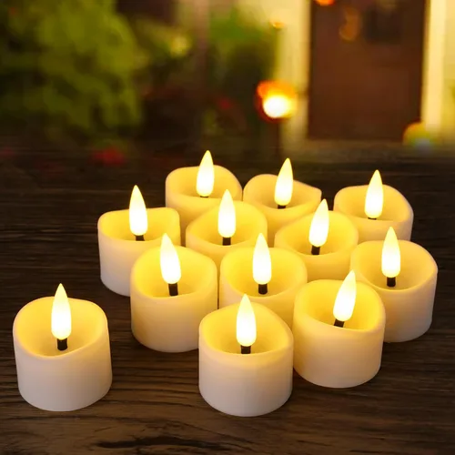 Miniatura 12 de 24 PCS Velas de Té que Cambian de Color Lentamente Operadas con Batería, Luces de Té Eléctricas Coloridas Parpadeantes sin Llama, Velas Votivas LED