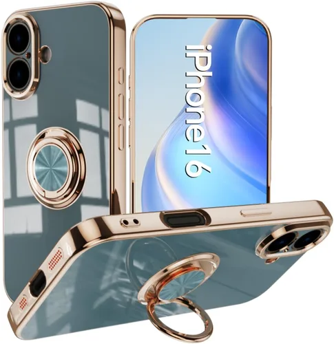 Miniatura 19 de Compatible con iPhone 11 Kickstand, anillo de rotación de 360 grados integrado con borde de oro rosa brillante que funciona con soporte magnético
