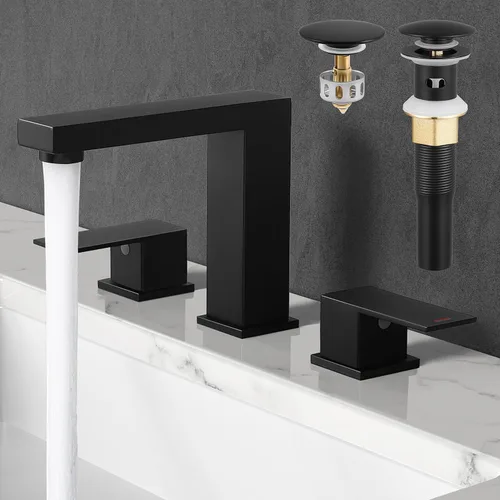 Miniatura 11 de KES Grifo de Lavabo de Baño de 8 Pulgadas Extendido Grifo de Baño de 3 Orificios Grifo de Tocador Manguera de Suministro Incluida SUS304 Acero