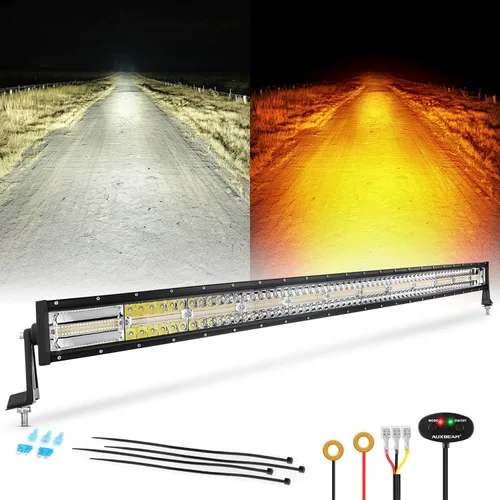 Miniatura 9 de Auxbeam Cubo luz LED ámbar de 3 pulgadas, 72 W todoterreno, 6 modos dos colores, estroboscópica antiniebla de conducción penetración e inundación