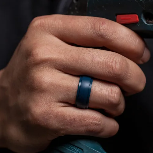 Miniatura 64 de ThunderFit Anillos de boda de silicona para hombre, 0.394 in de ancho y 0.098 in de grosor, paquete múltiple de variedad 1-7