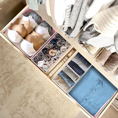Miniatura 5 de Simple Houseware Organizador de Cajón de Ropa Interior para Lencería/Ropa Interior/Sostén/Bragas/Calcetines/Mameluco, Juego de 6, Rosa