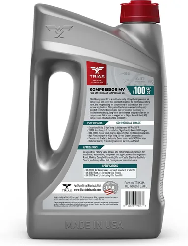 Miniatura 2 de TRIAX Kompressor MV 100 SAE 30, Aceite para Compresor de Aire Completamente Sintético, Multi-Vis Para Rotativo, de Paletas, de Tornillo