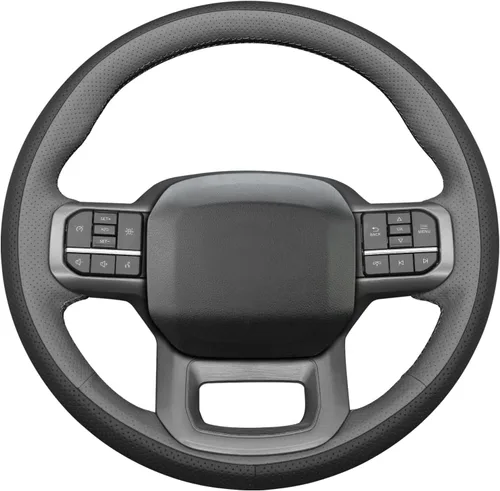 Miniatura 25 de MEWANT Funda de volante de automóvil brillante de fibra de carbono y gamuza cosida a mano para Ford F-150 2021-2023 / F-150 Lightning 2022-2023