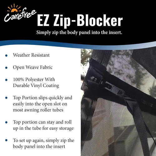 Miniatura 6 de Carefree Of Colorado Toldo Desplegable para Autocaravana EZ ZipBlocker - Pantalla de Sombra de Malla Negra para Toldo de Autocaravana, Bloqueador